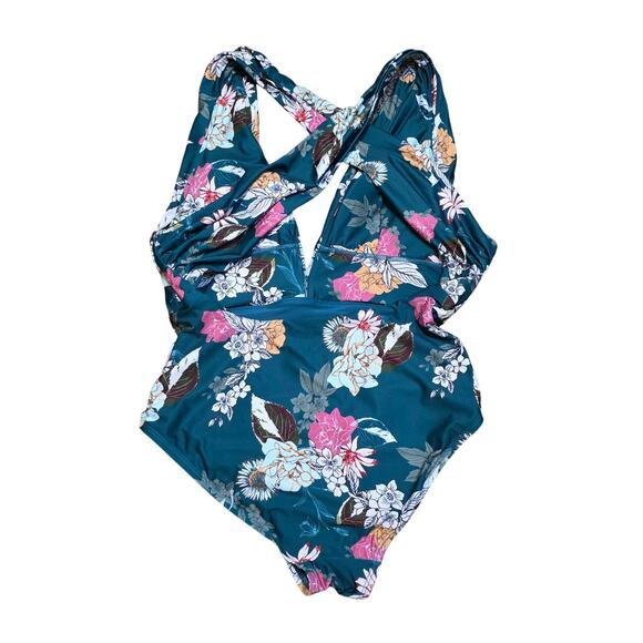 ModCloth the Lauren floral cross‎ back one piece swimsuit Size L - Picture 2 of 6